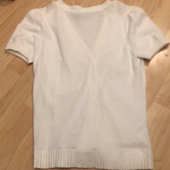 BCBG Maxazria short sleeve rouged button off white sweater - Picture 5 of 6